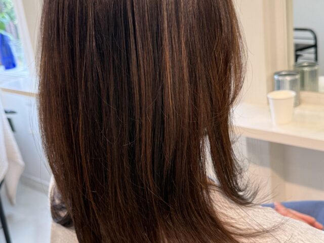 ケラチントリートメントでパサつきとうねりを整えたツヤのある髪